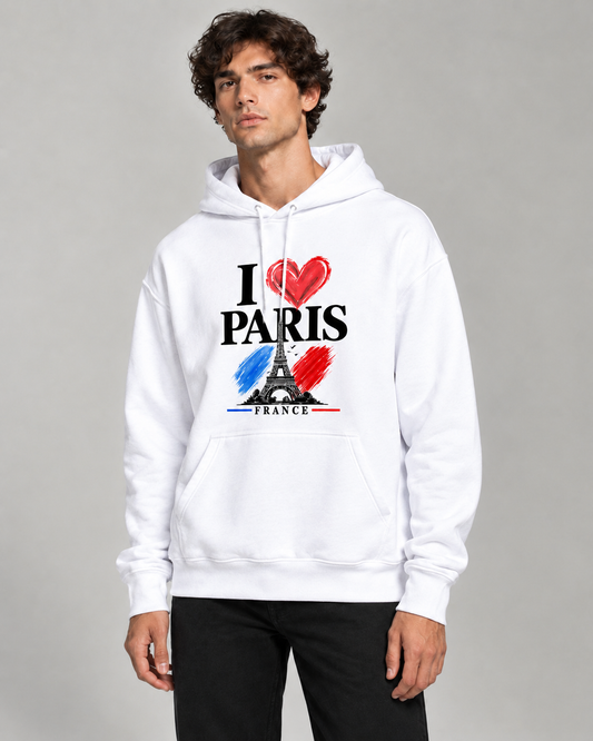 🤍 Sweat à capuche blanc I❤️ Paris France- +14 autres couleurs